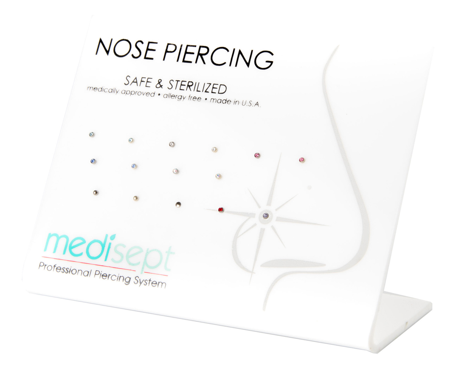 Medisept™ Nose Piercing Display Board – Titanium Range