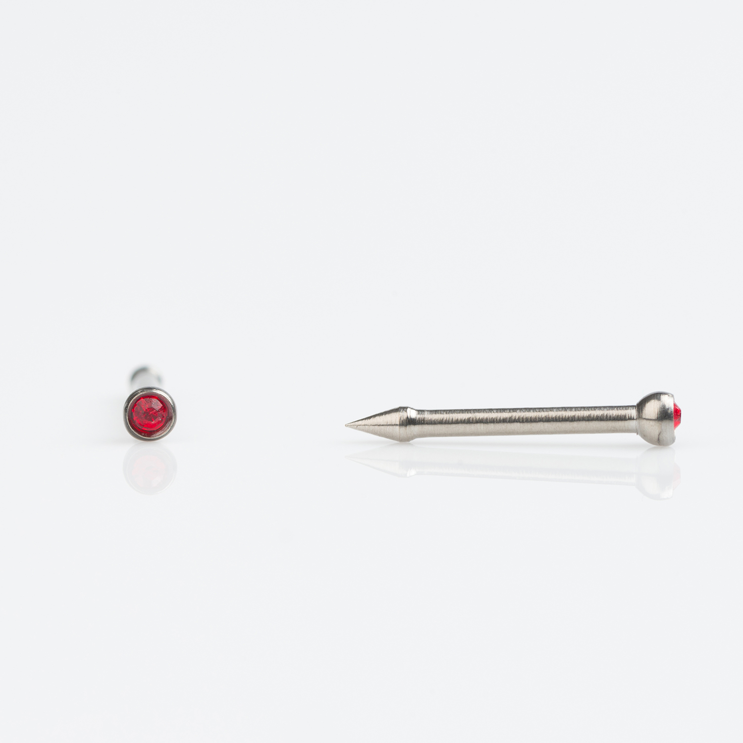 Medisept™ Polished Titanium Ruby Crystal Nose Piercing Stud