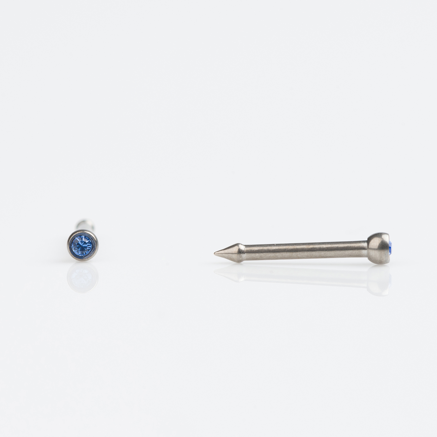 Medisept™ Polished Titanium Bezel-Set Sapphire Nose Piercing Stud