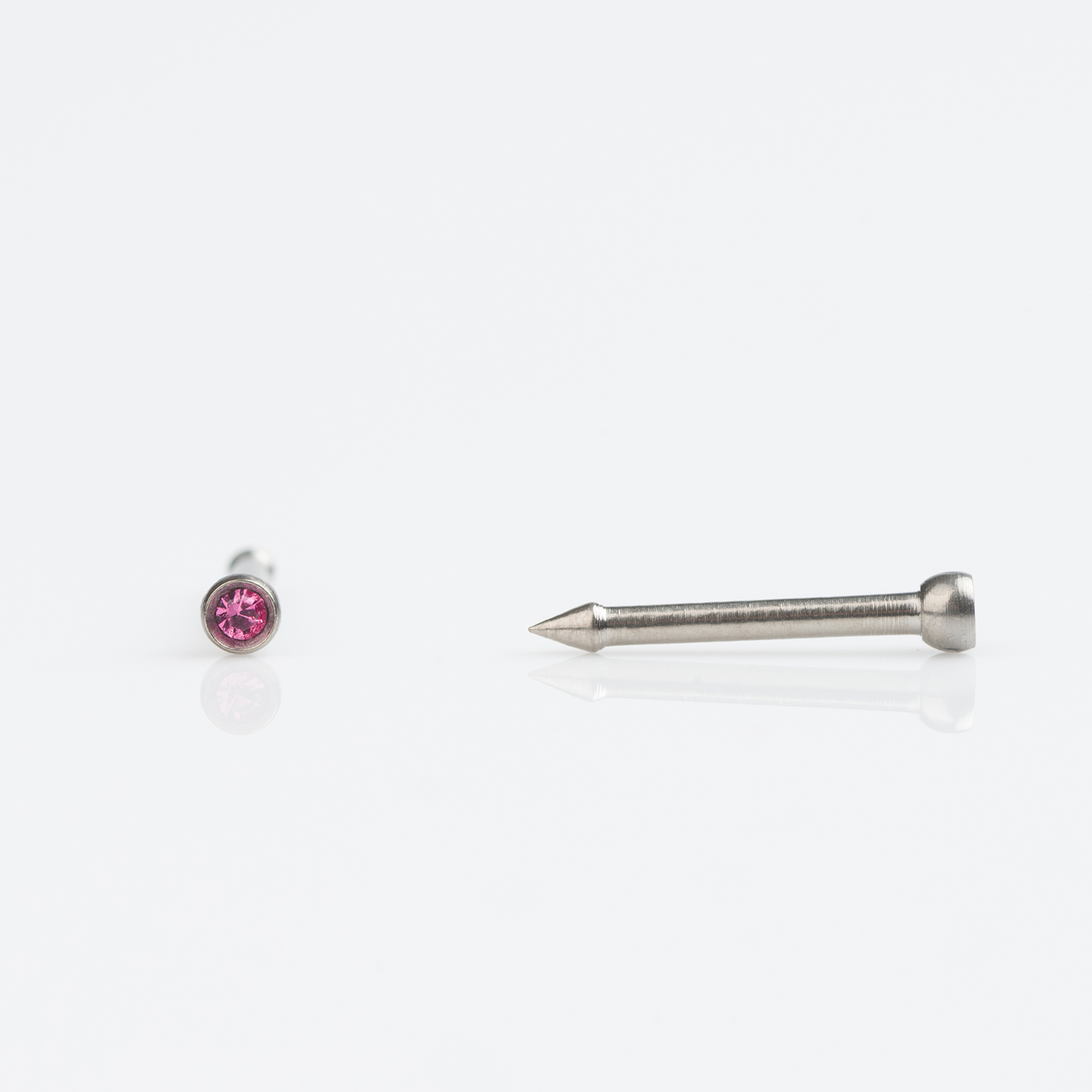 Medisept™ Polished Titanium Rose Crystal Nose Piercing Stud – 1mm Post – 2mm