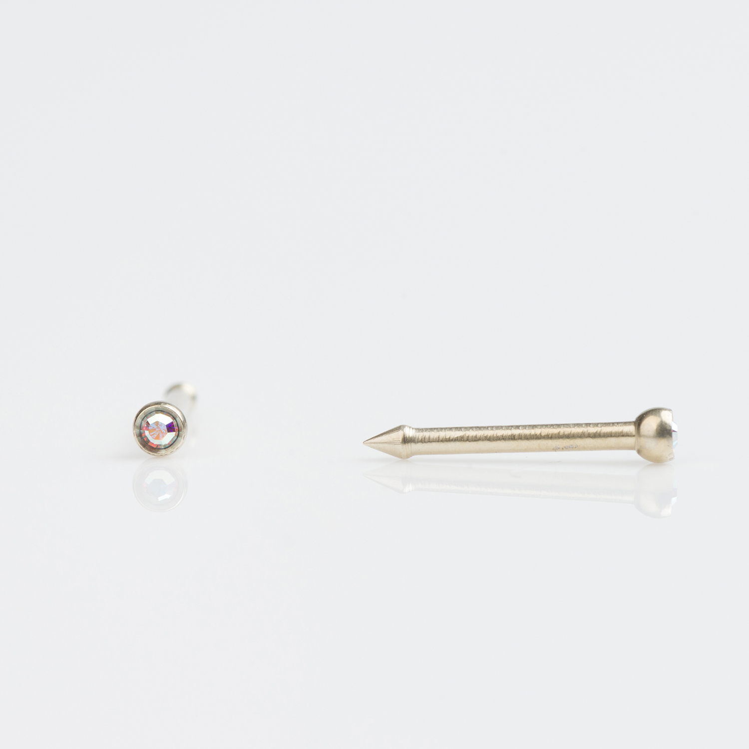 Medisept™ Champagne Titanium Aurora Borealis Crystal Nose Piercing Stud – 1mm Post – 2mm