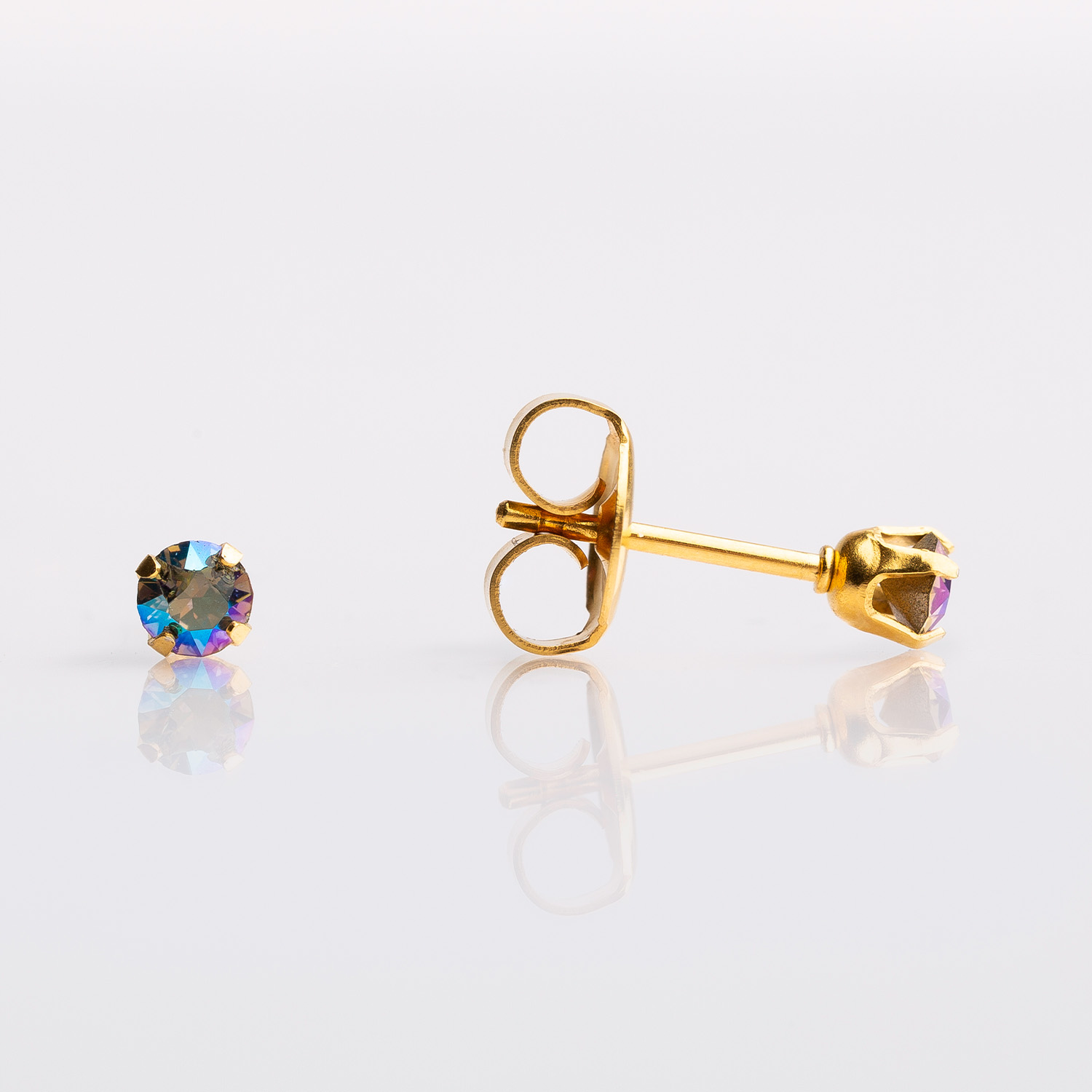 Sensitive™ Sterilized Shimmers Fashion Studs – Diamond Crystal Shimmer – 3mm Gold-Plated