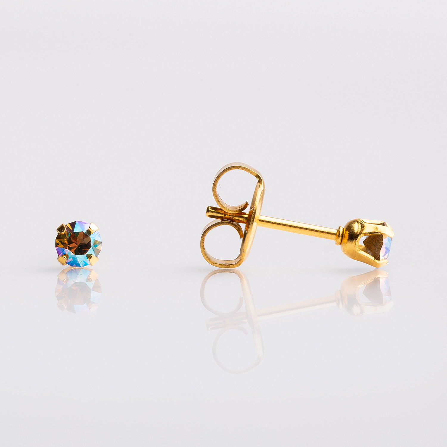 Sensitive™ Sterilized Shimmers Fashion Studs – Topaz Shimmer – 3mm Gold-Plated