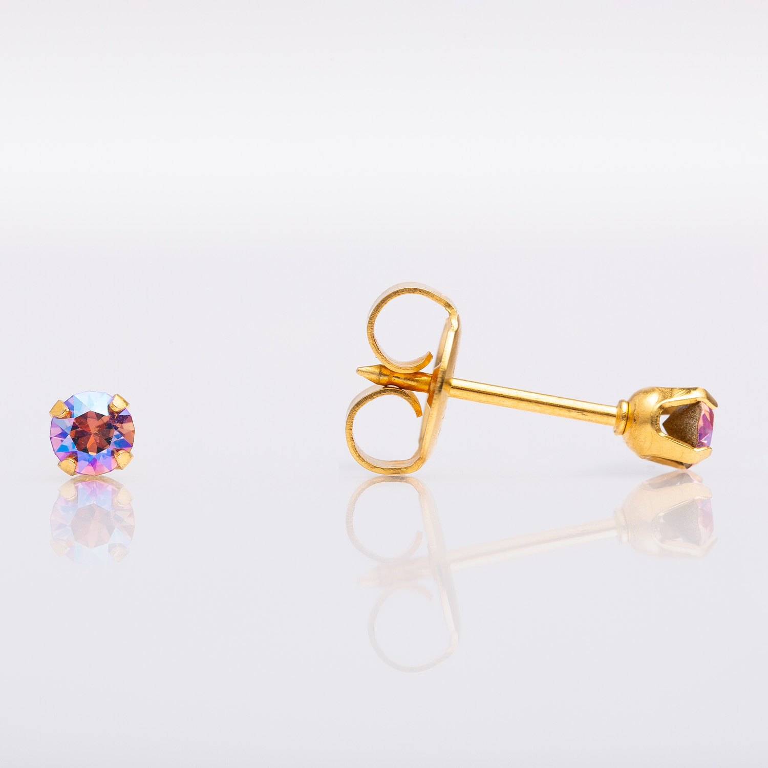 Sensitive™ Sterilized Shimmers Fashion Studs – Rose Shimmer – 3mm Gold-Plated