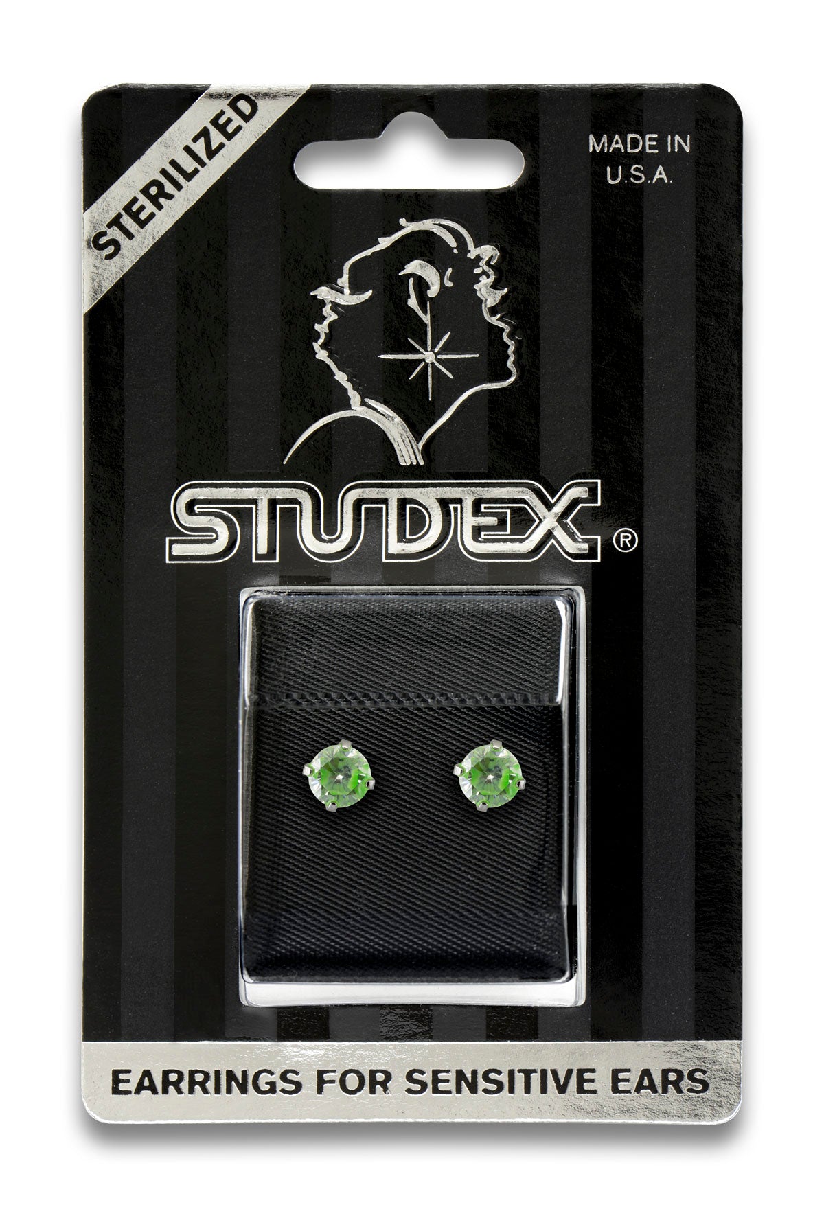 Sensitive™ Sterilized Prong-Set Cubic Zirconia Fashion Studs – Neon Green – 5mm – Stainless Steel