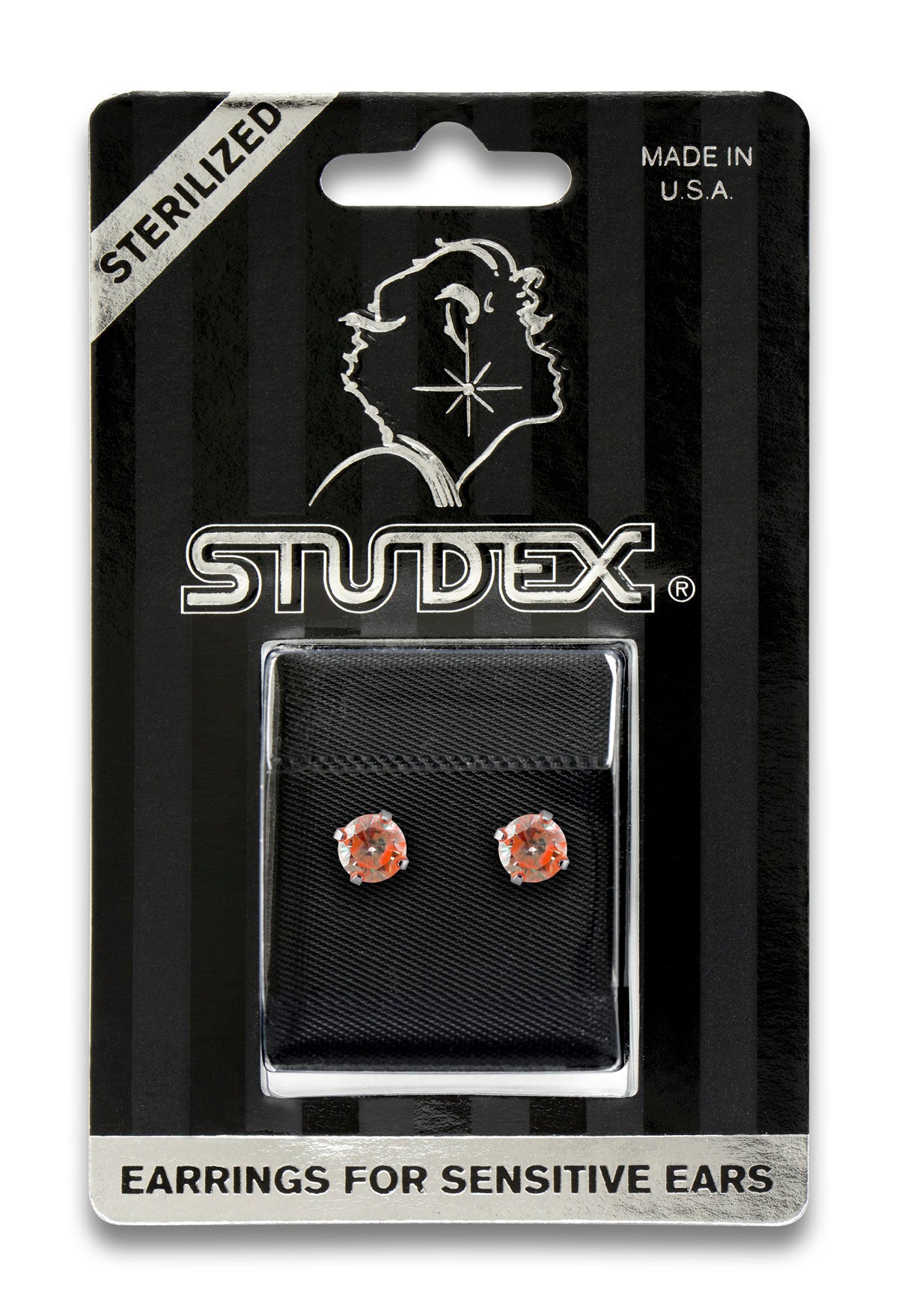 Sensitive™ Sterilized Prong-Set Cubic Zirconia Fashion Studs – Neon Orange – 5mm – Stainless Steel
