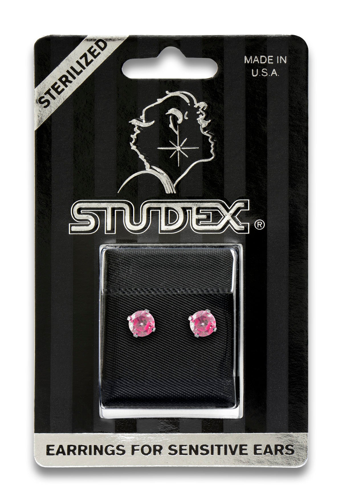 Sensitive™ Sterilized Prong-Set Cubic Zirconia Fashion Studs – Neon Hot Pink – 5mm – Stainless Steel