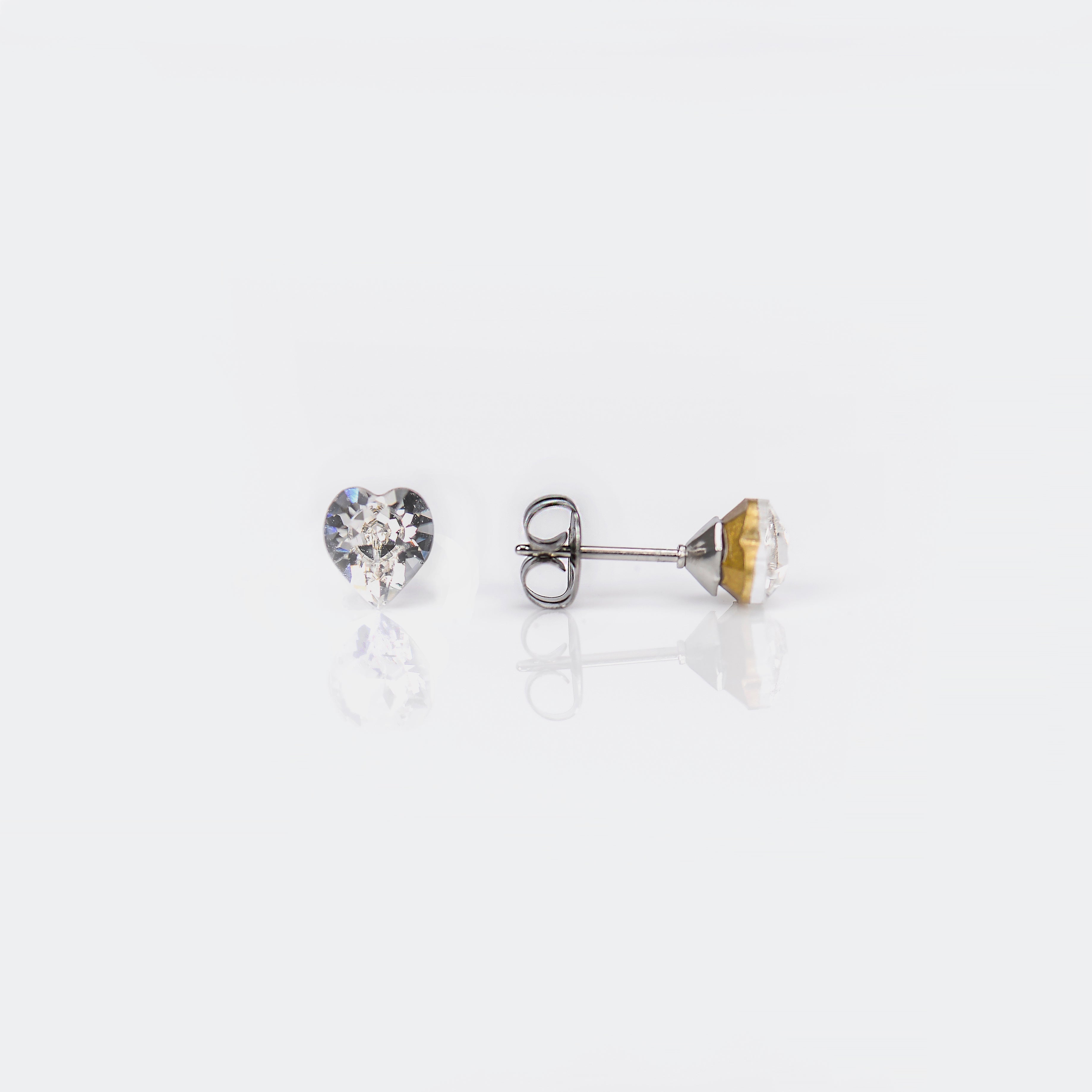 Sensitive™ Sterilized Austrian Crystal Heart Fashion Studs – 6×6mm – Stainless Steel