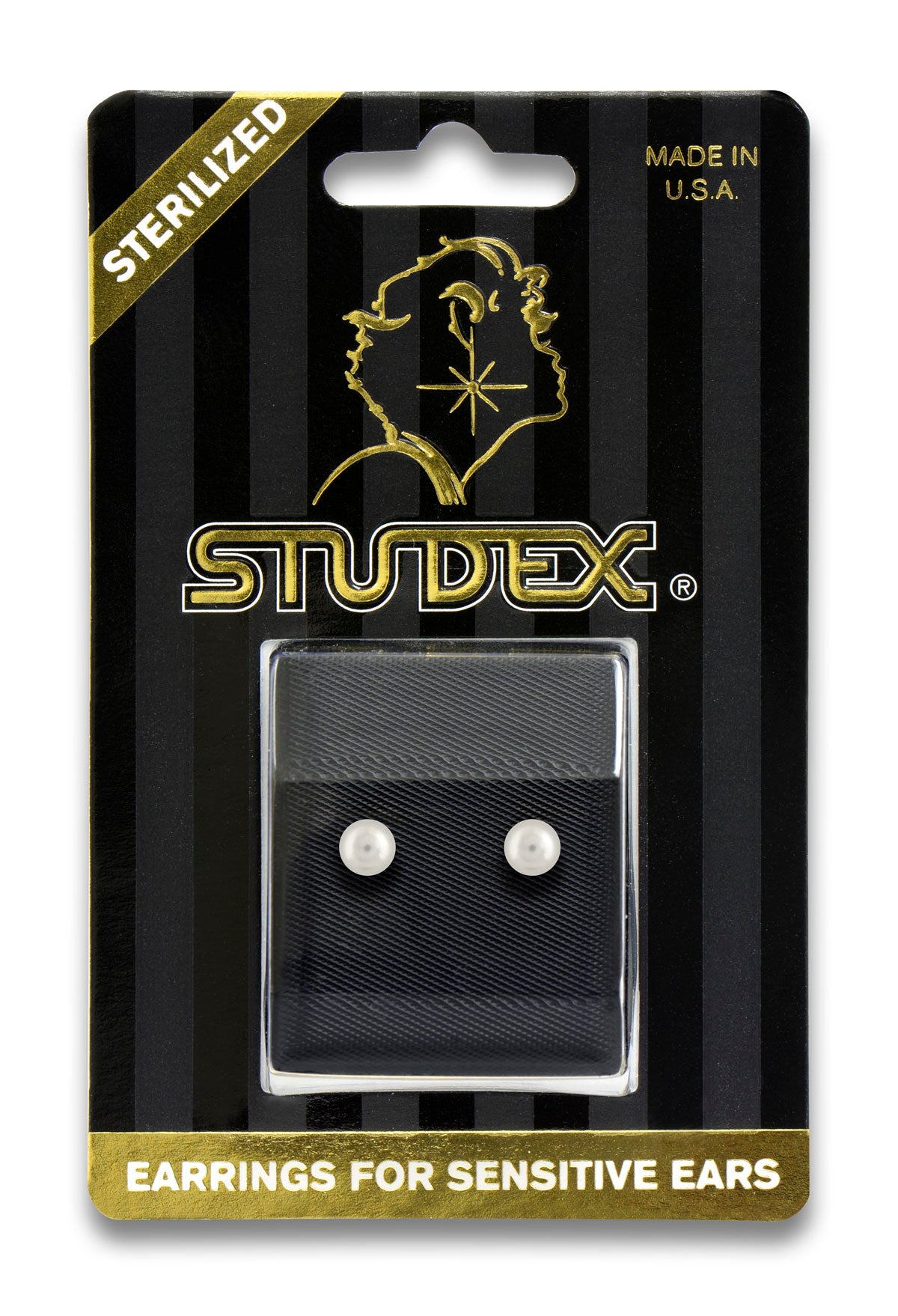 Sensitive™ Sterilized Prong-Set Pearl Fashion Studs – 4mm – White – Gold-Plated