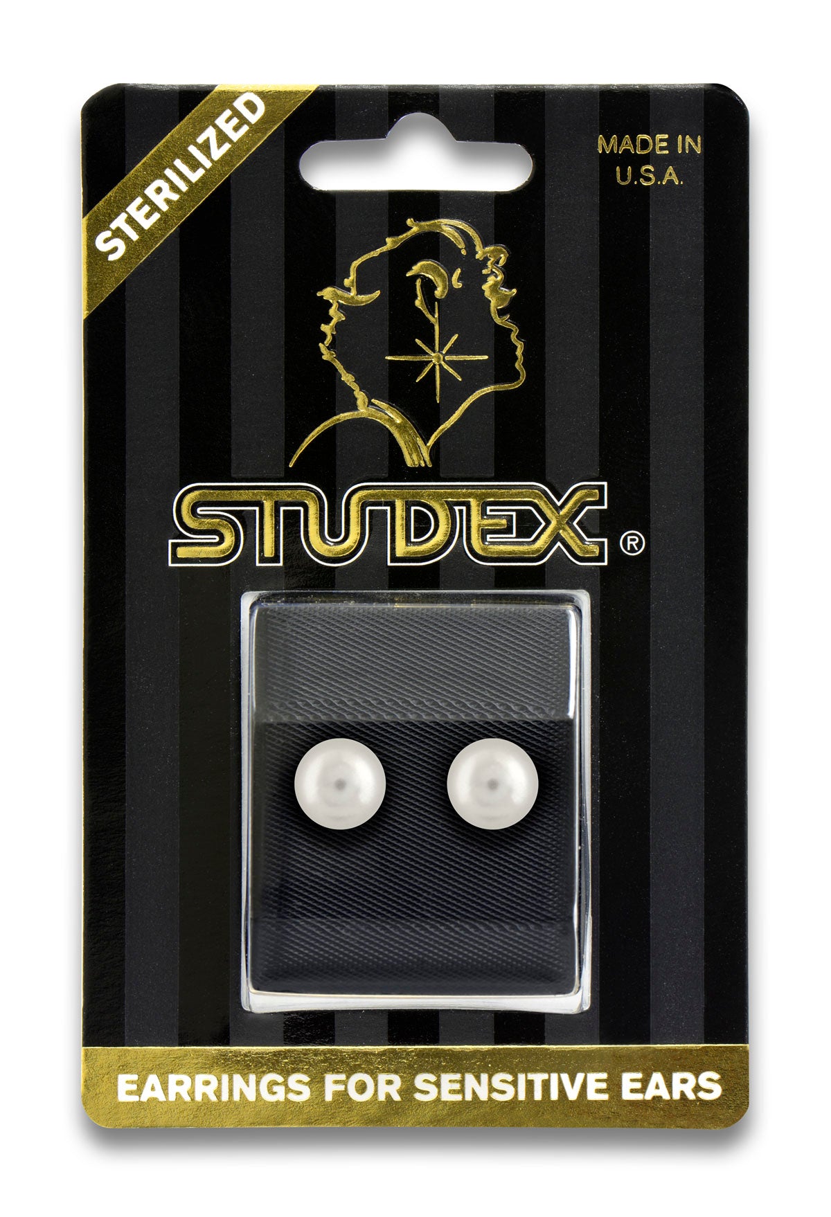 Sensitive™ Sterilized Prong-Set Pearl Fashion Studs – 7mm – White – Gold-Plated