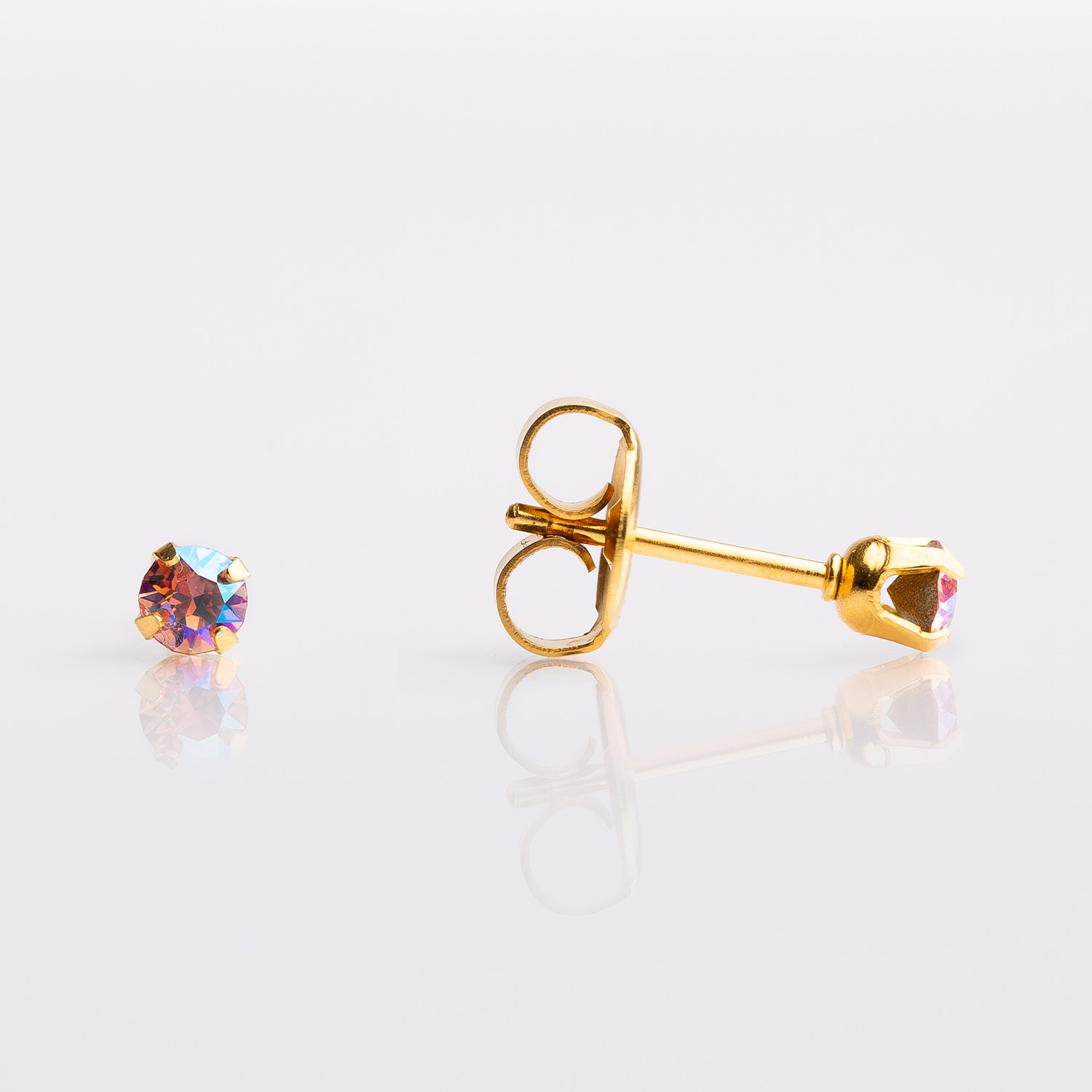 Sensitive™ Puff Pad Shimmers Fashion Studs – Rose Shimmer – 3mm Gold-Plated