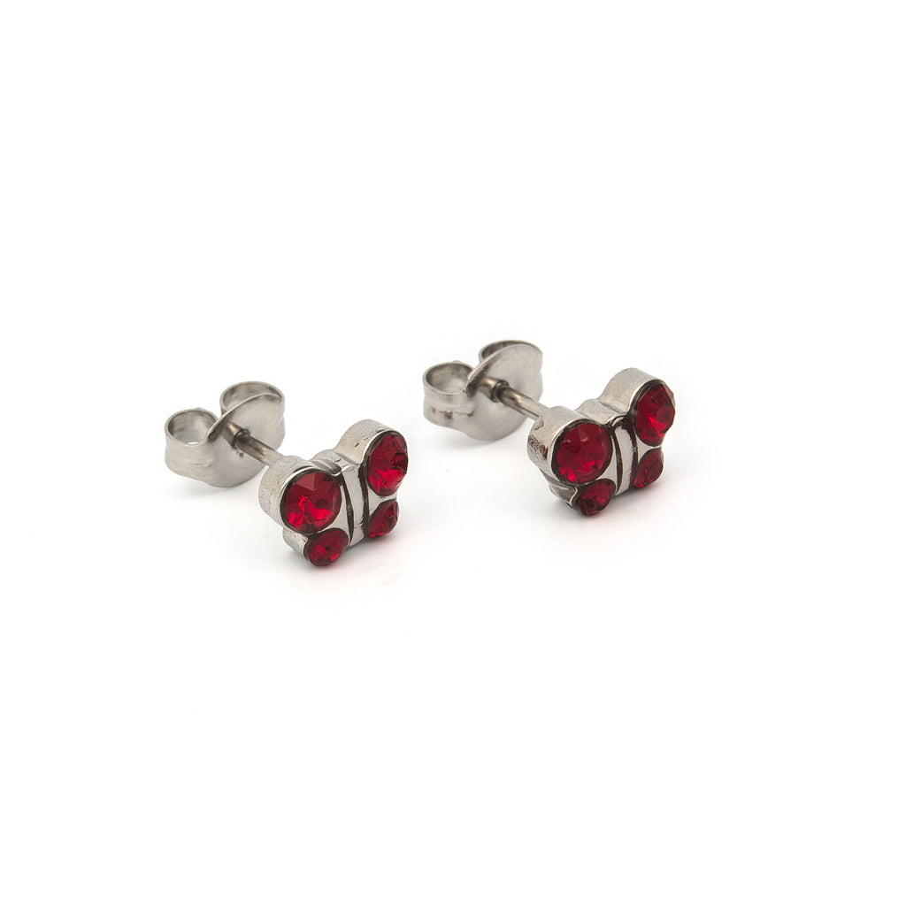 Sensitive™ Puff Pad Fashion Studs – Butterfly – Siam Crystal – Stainless Steel