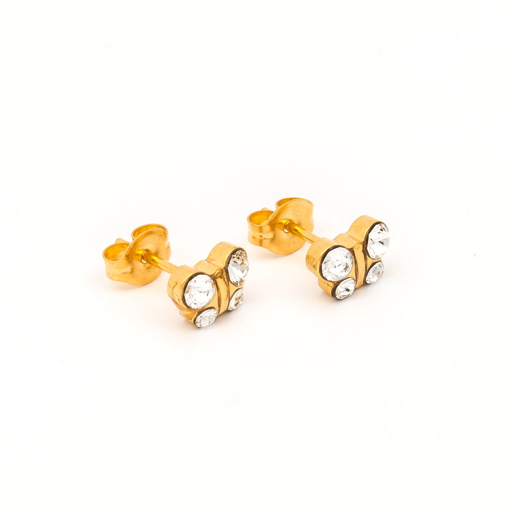 Sensitive™ Puff Pad Fashion Studs – Butterfly – April Crystal – Gold-Plated