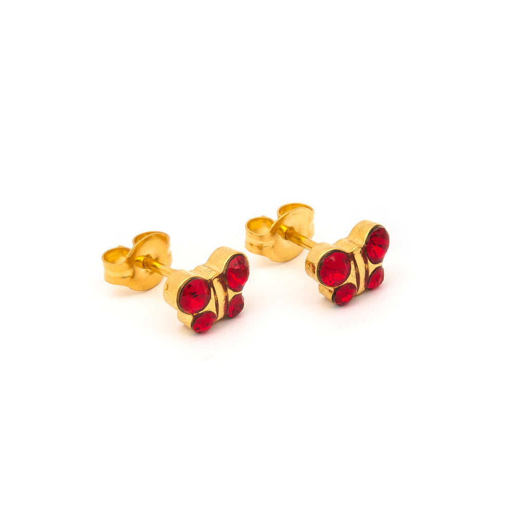 Sensitive™ Puff Pad Fashion Studs – Butterfly – Light Siam Crystal – Gold-Plated