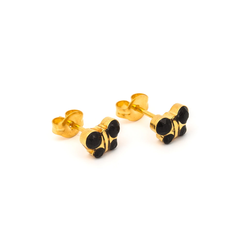 Sensitive™ Puff Pad Fashion Studs – Butterfly – Jet Crystal – Gold-Plated