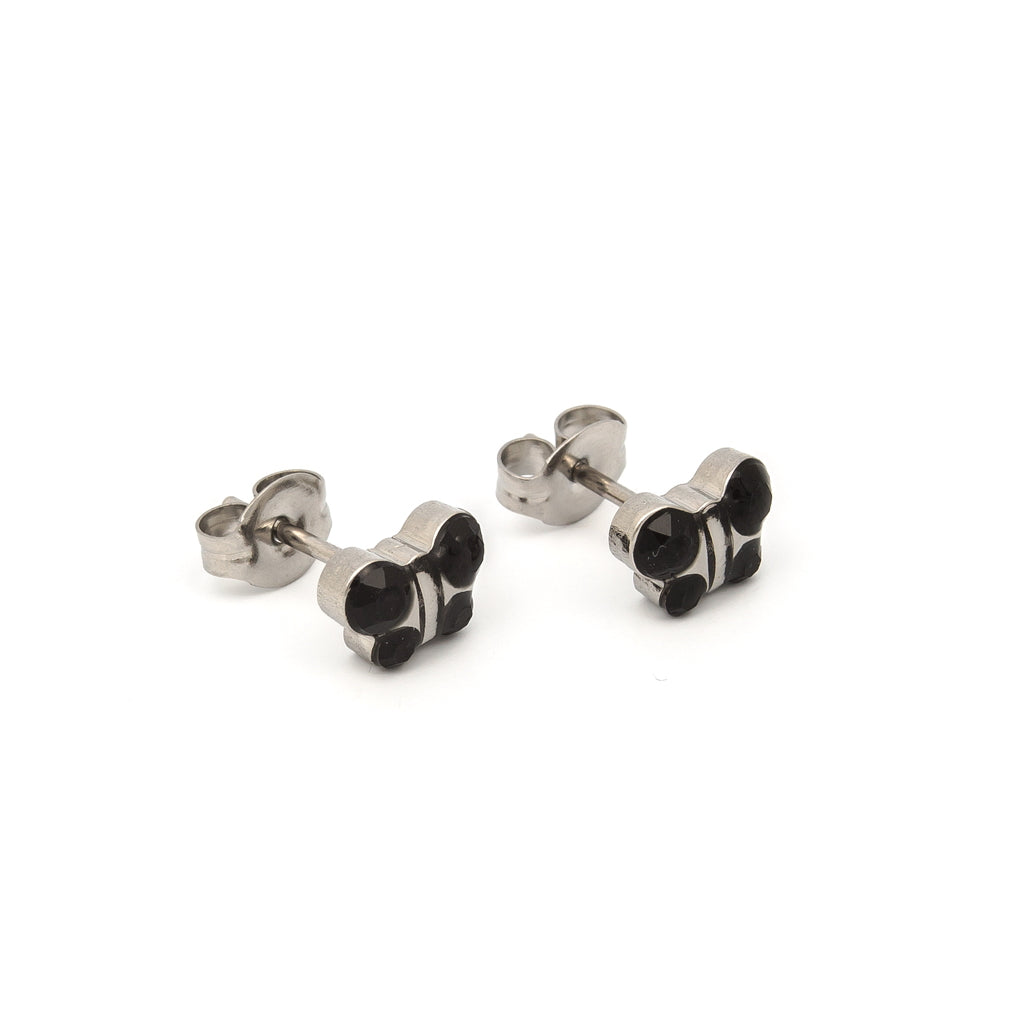 Sensitive™ Puff Pad Fashion Studs – Butterfly – Jet Crystal – Stainless Steel