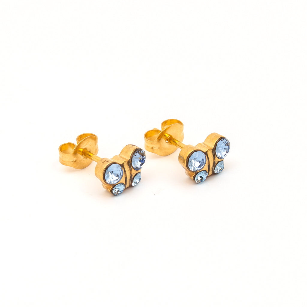 Sensitive™ Puff Pad Fashion Studs – Butterfly – Light Sapphire Crystal – Gold-Plated
