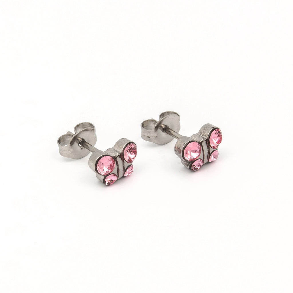 Sensitive™ Puff Pad Fashion Studs – Butterfly – Light Rose Crystal – Stainless Steel