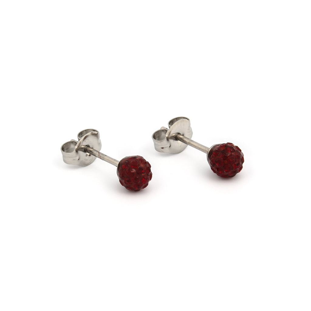 Sensitive™ Puff Pad Fashion Studs – Fireball – 4.5mm – Siam Crystal – Stainless Steel