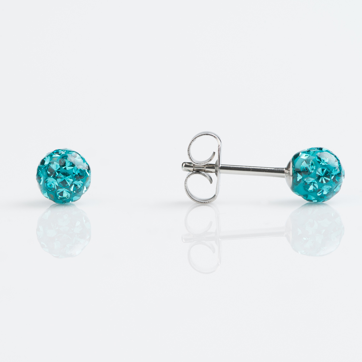 Sensitive™ Puff Pad Fashion Studs – Fireball – 4.5mm – December Blue Zircon – Stainless Steel