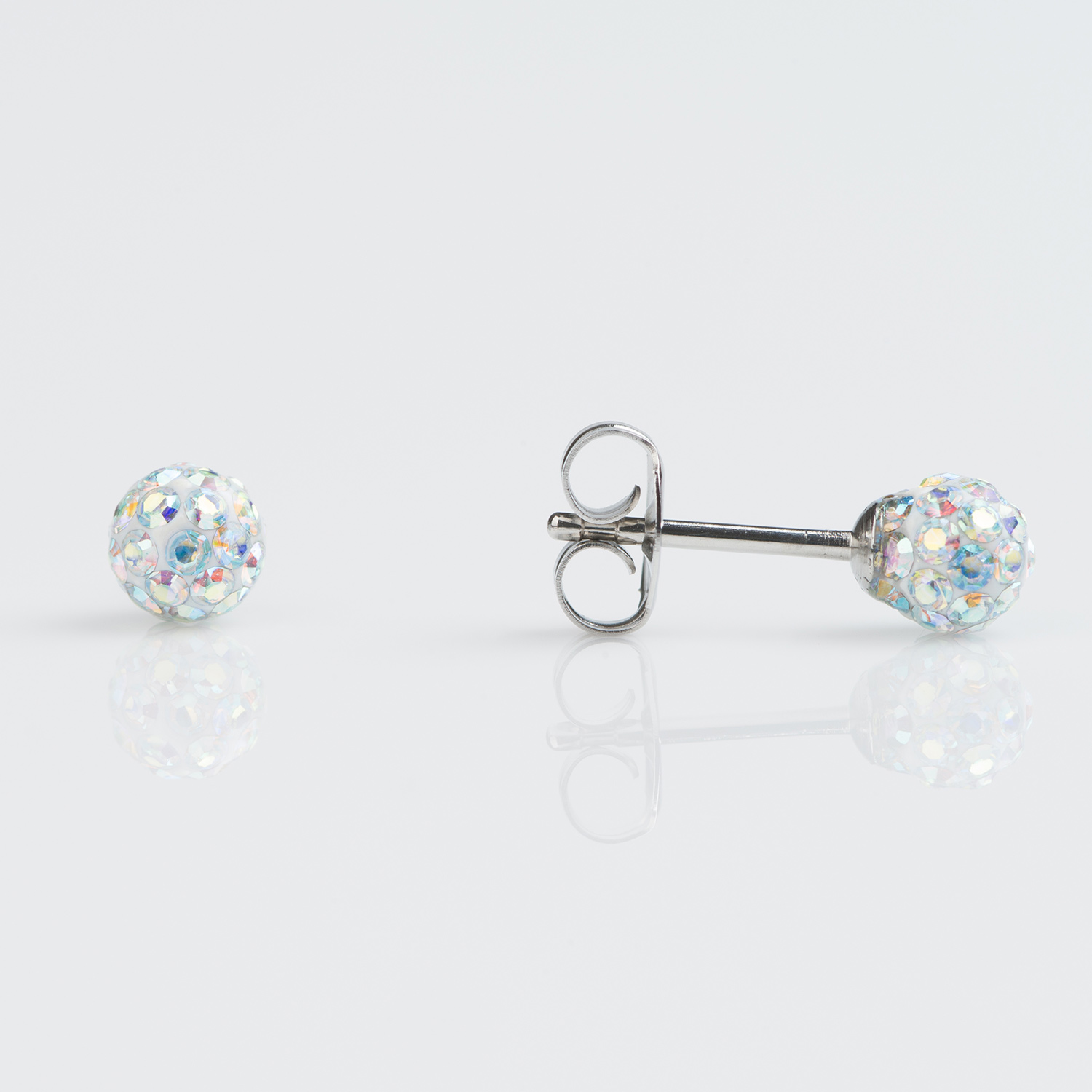 Sensitive™ Puff Pad Fashion Studs – Fireball – 4.5mm – Aurora Borealis Crystal – Stainless Steel
