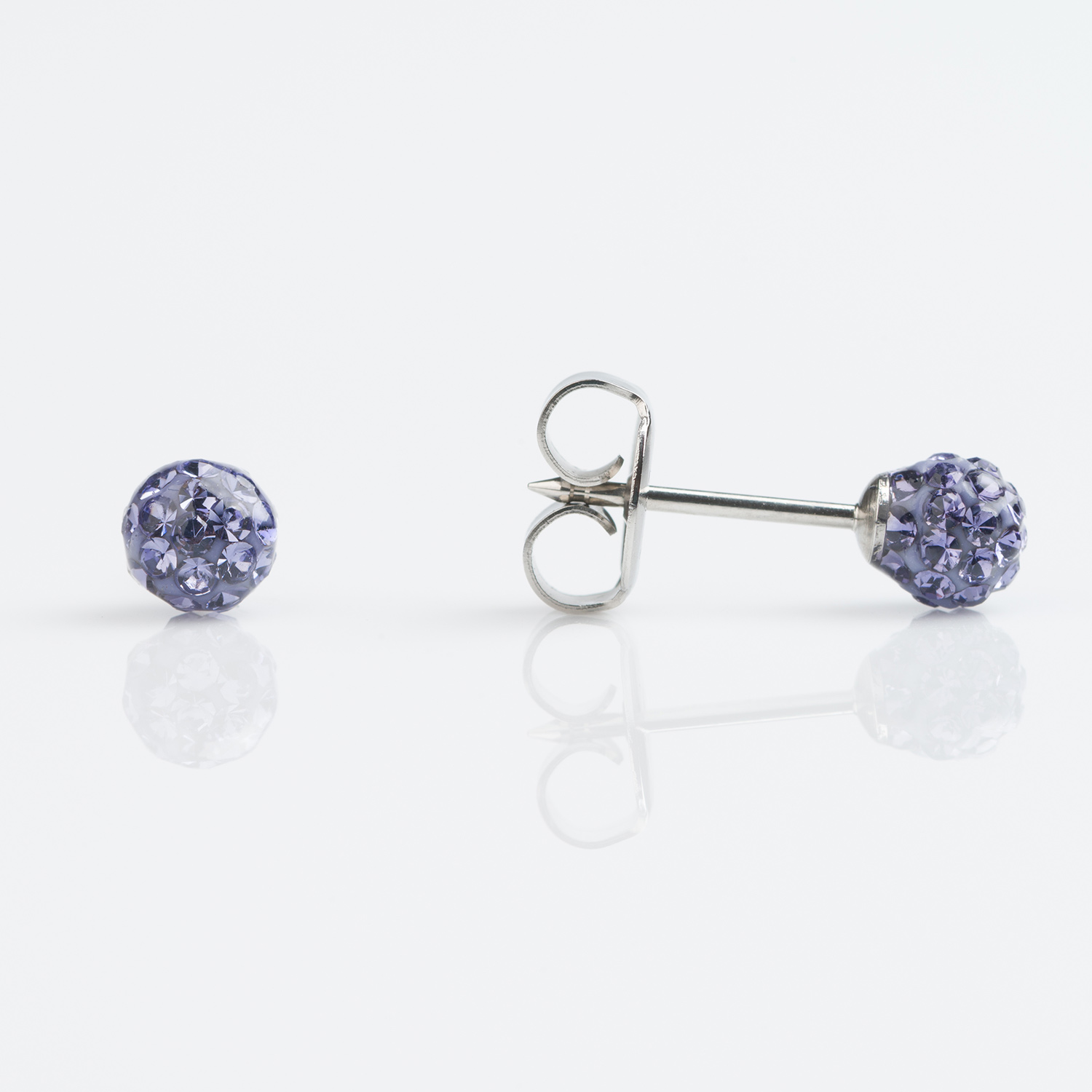 Sensitive™ Puff Pad Fashion Studs – Fireball – 4.5mm – Tanzanite Crystal – Stainless Steel