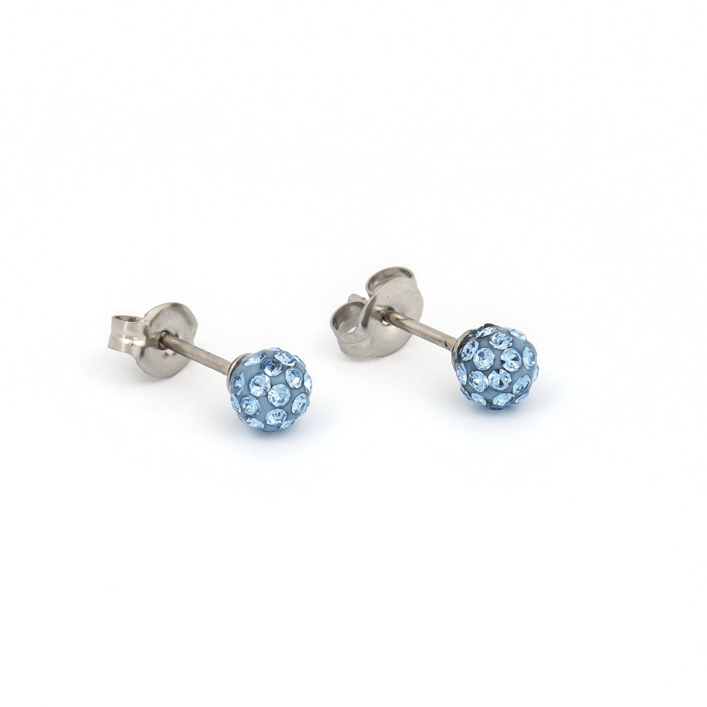 Sensitive™ Puff Pad Fashion Studs – Fireball – 4.5mm – Light Sapphire Crystal – Stainless Steel