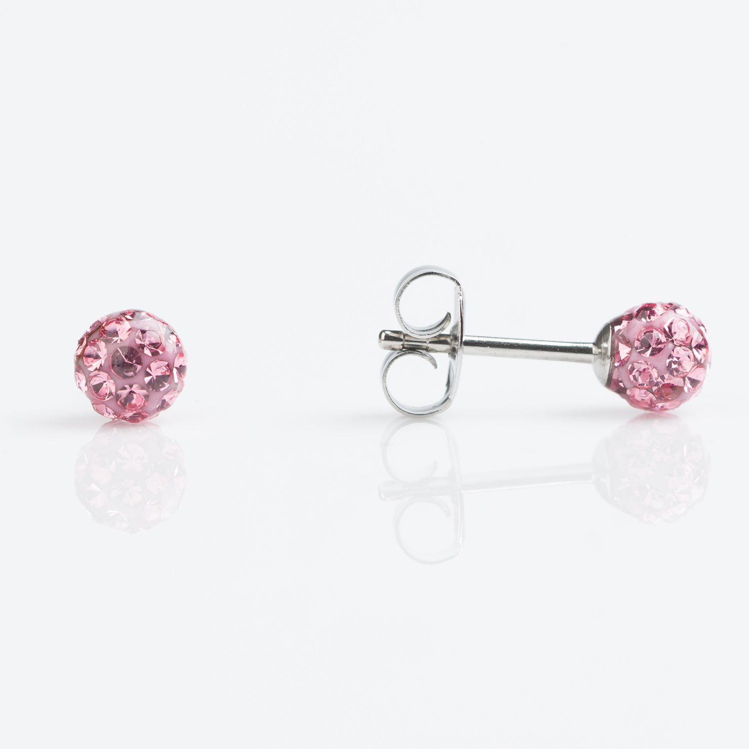 Sensitive™ Puff Pad Fashion Studs – Fireball – 4.5mm – Light Rose Crystal – Stainless Steel