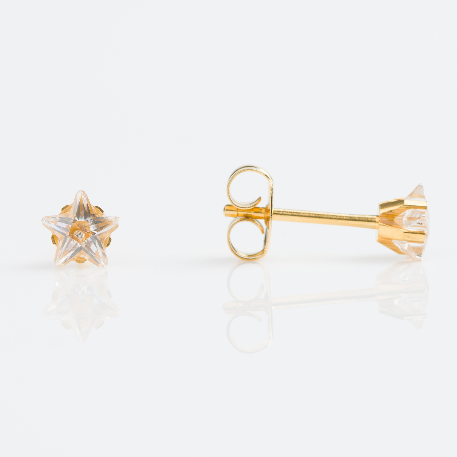 Sensitive™ Puff Pad Star-Cut Prong-Set Cubic Zirconia Fashion Studs – 5mm – Gold-Plated