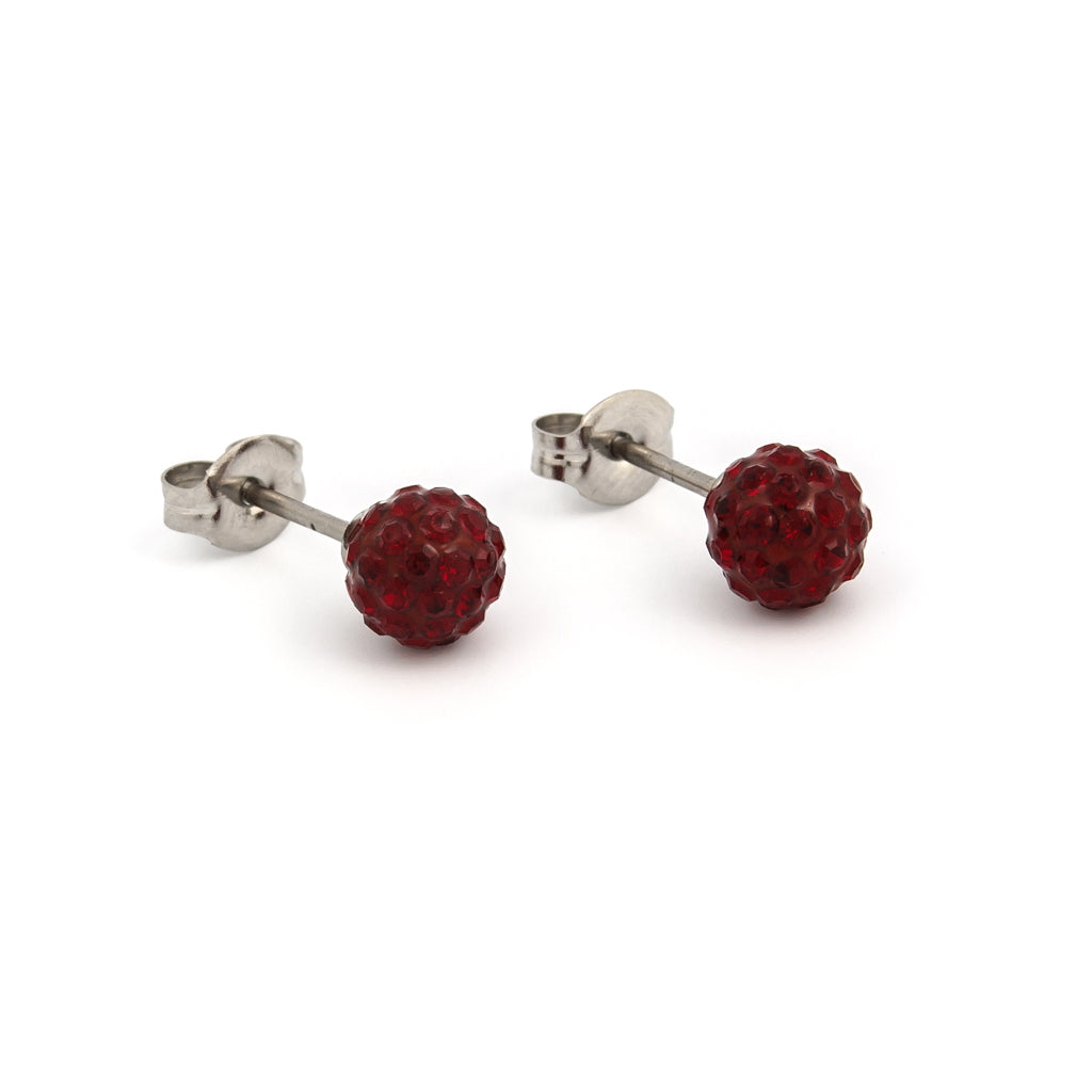 Sensitive™ Puff Pad Fashion Studs – Fireball – 6mm – Siam Crystal – Stainless Steel