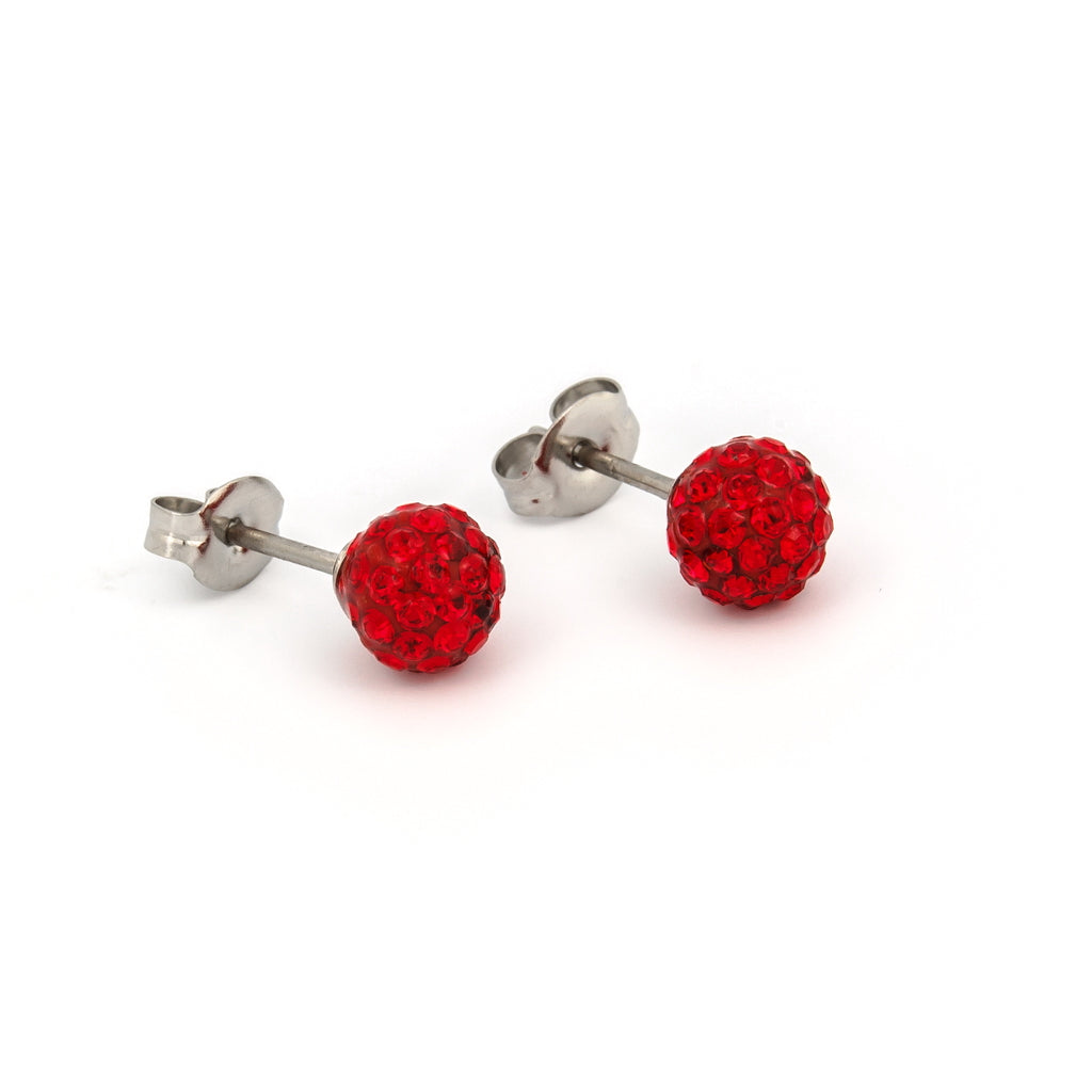 Sensitive™ Puff Pad Fashion Studs – Fireball – 6mm – Light Siam Crystal – Stainless Steel