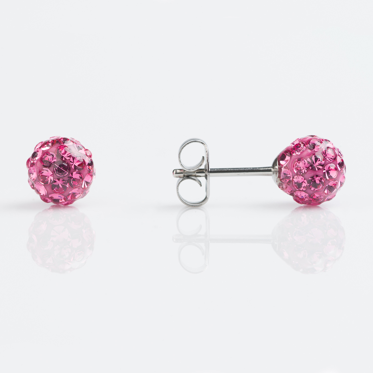 Sensitive™ Puff Pad Fashion Studs – Fireball – 6mm – October Rose Crystal – Stainless Steel