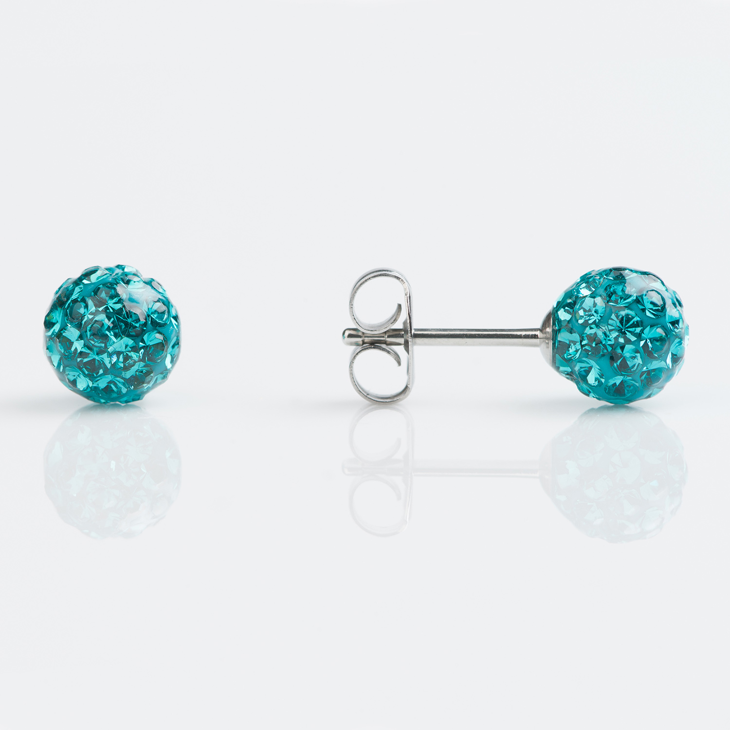 Sensitive™ Puff Pad Fashion Studs – Fireball – 6mm – December Blue Zircon – Stainless Steel