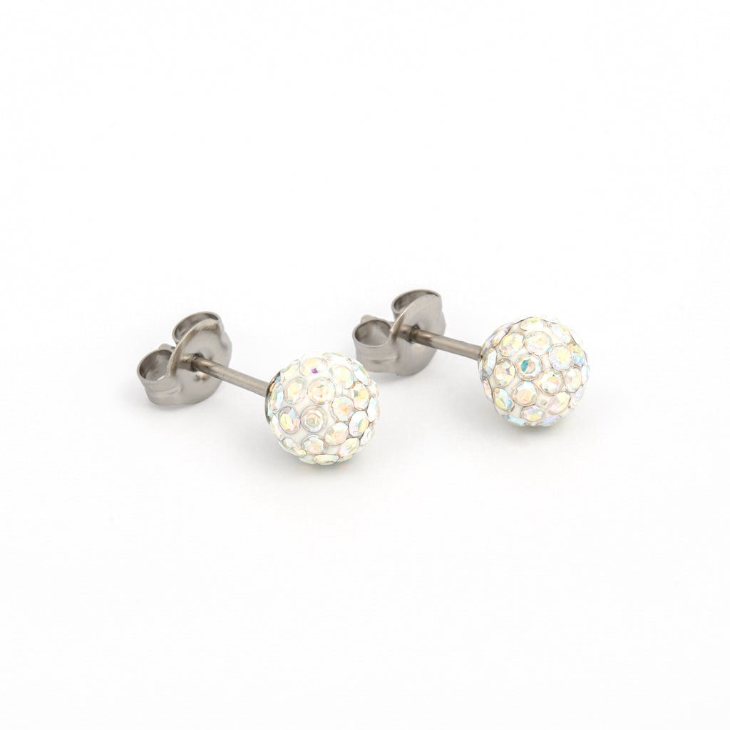 Sensitive™ Puff Pad Fashion Studs – Fireball – 6mm – Aurora Borealis Crystal – Stainless Steel