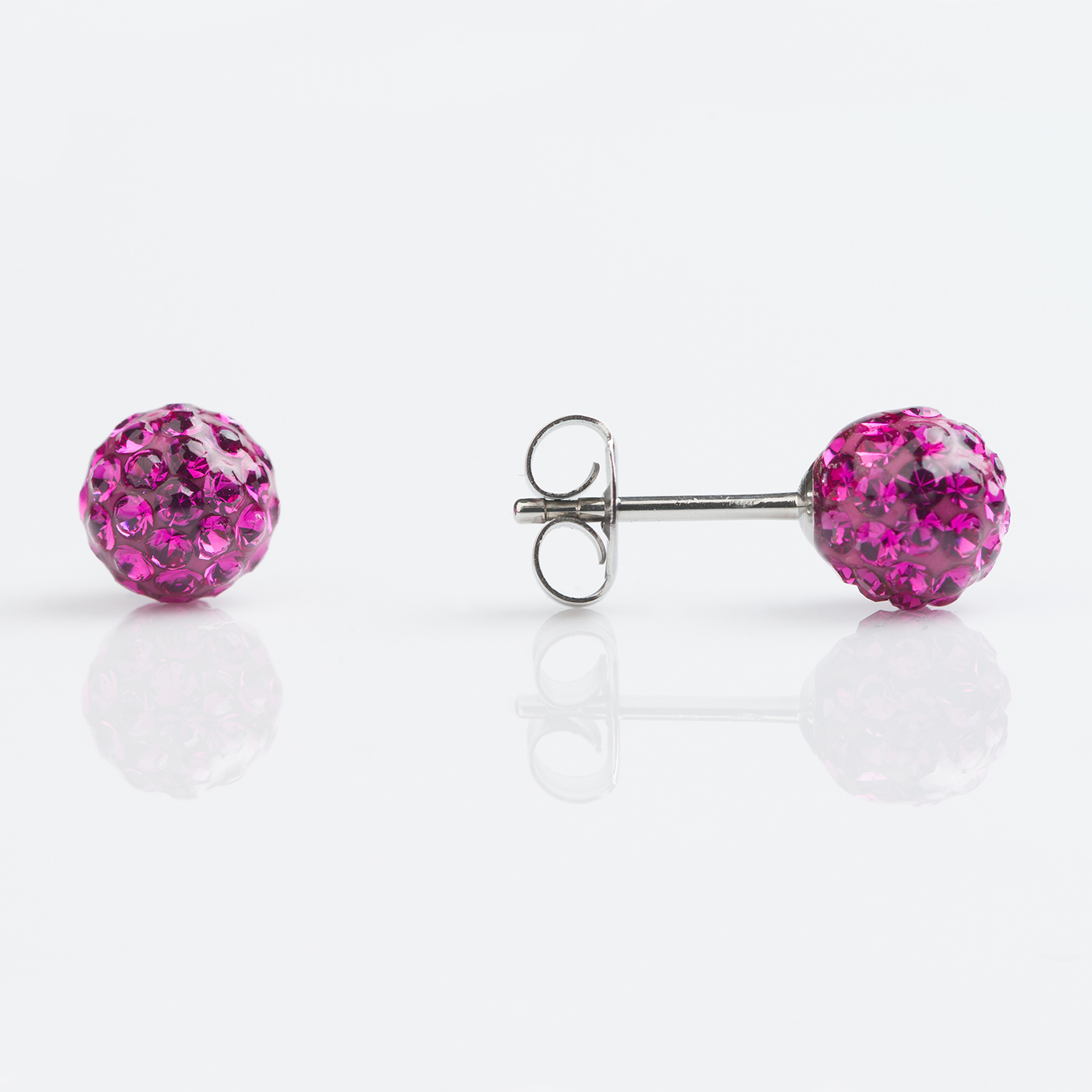 Sensitive™ Puff Pad Fashion Studs – Fireball – 6mm – Fuchsia Crystal – Stainless Steel