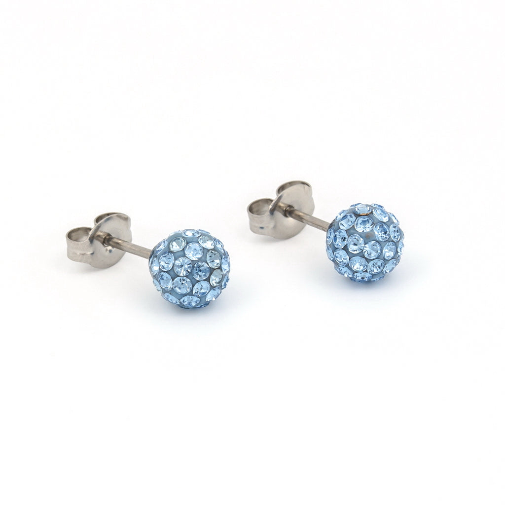 Sensitive™ Puff Pad Fashion Studs – Fireball – 6mm – Light Sapphire Crystal – Stainless Steel