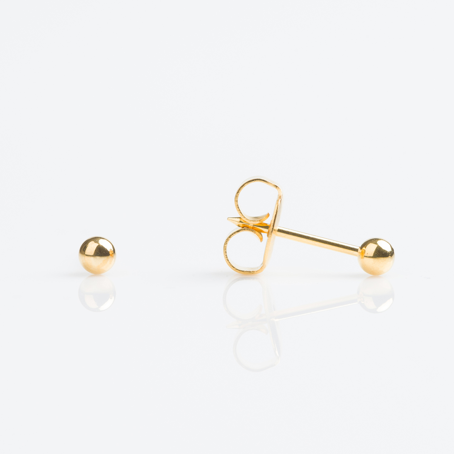 Sensitive™ Puff Pad Ball Fashion Studs – 3mm – Gold-Plated