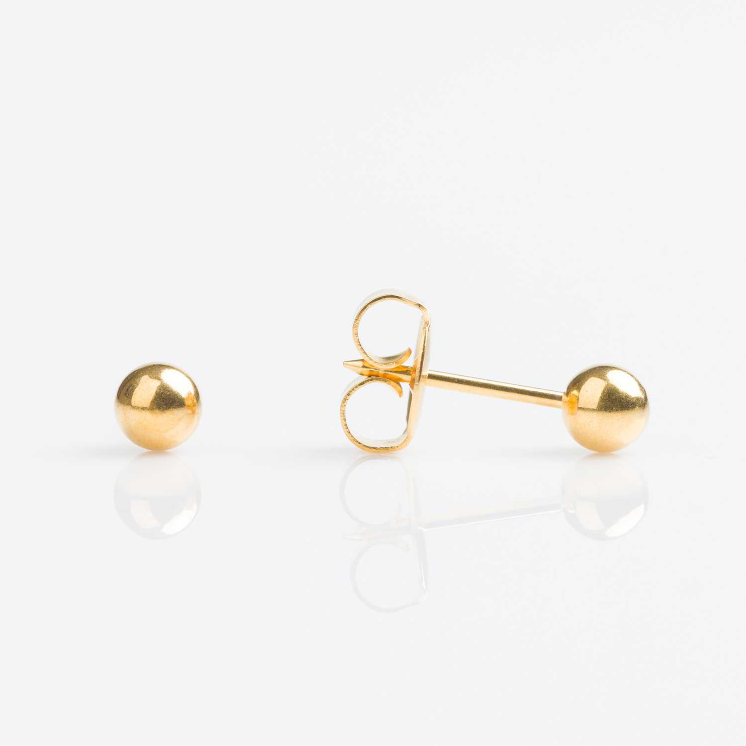 Sensitive™ Puff Pad Ball Fashion Studs – 4mm – Gold-Plated