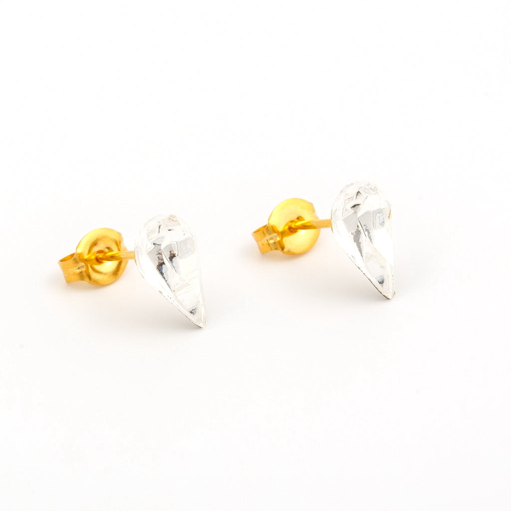 Sensitive™ Puff Pad Austrian Crystal Heart Fashion Studs – 10×6mm – Gold-Plated
