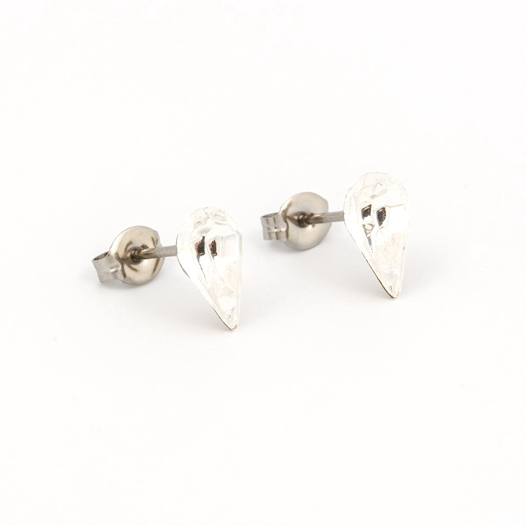 Sensitive™ Puff Pad Austrian Crystal Heart Fashion Studs – 10×6mm – Stainless Steel