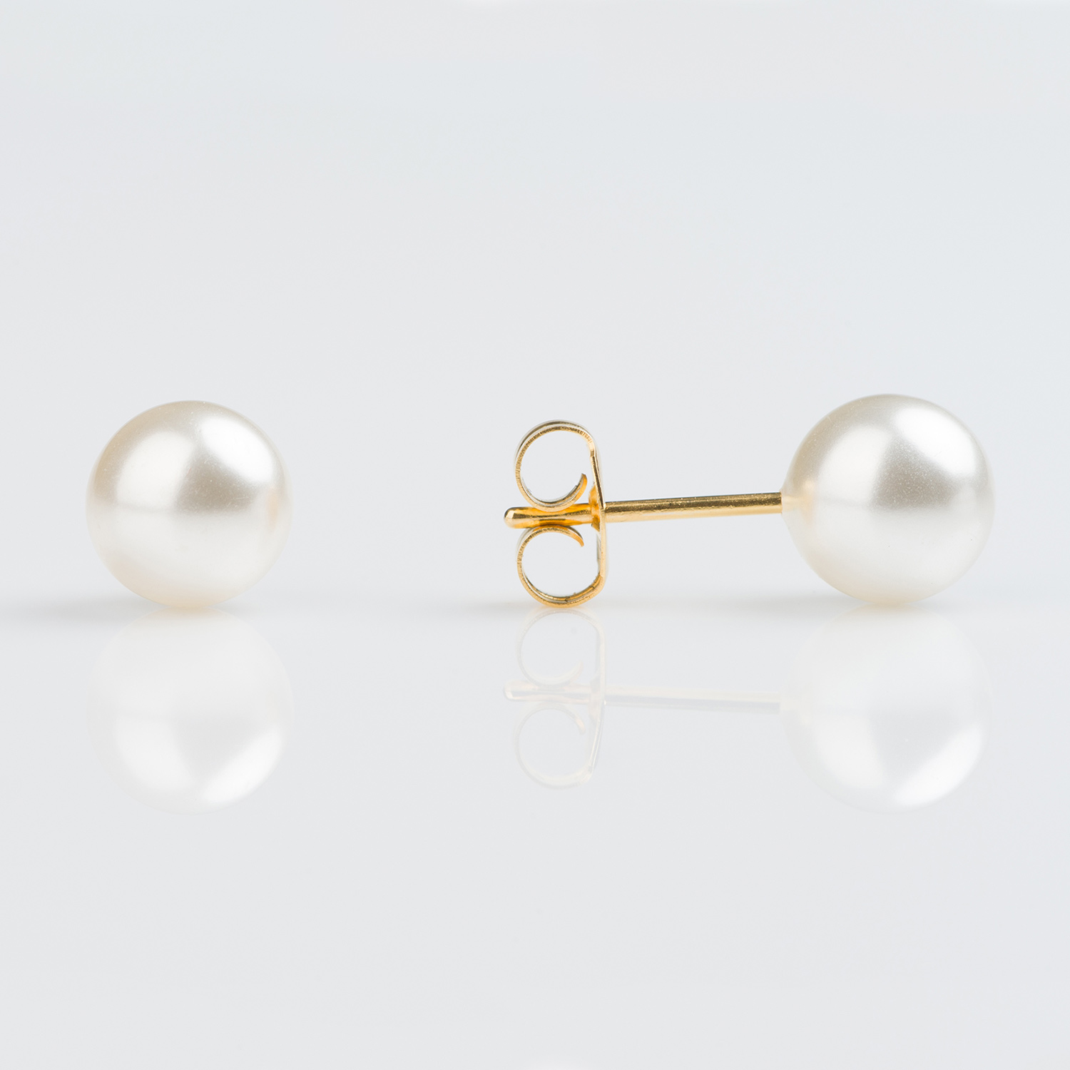 Sensitive™ Puff Pad Pearl Fashion Studs – 7mm – White – Gold-Plated