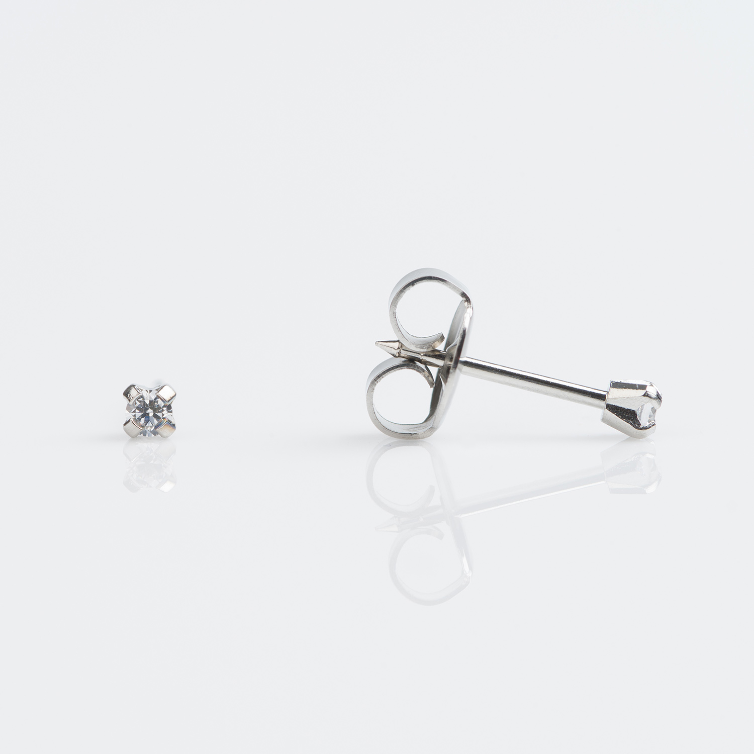 Sensitive™ Puff Pad Prong-Set Cubic Zirconia Fashion Studs – 2mm – Stainless Steel