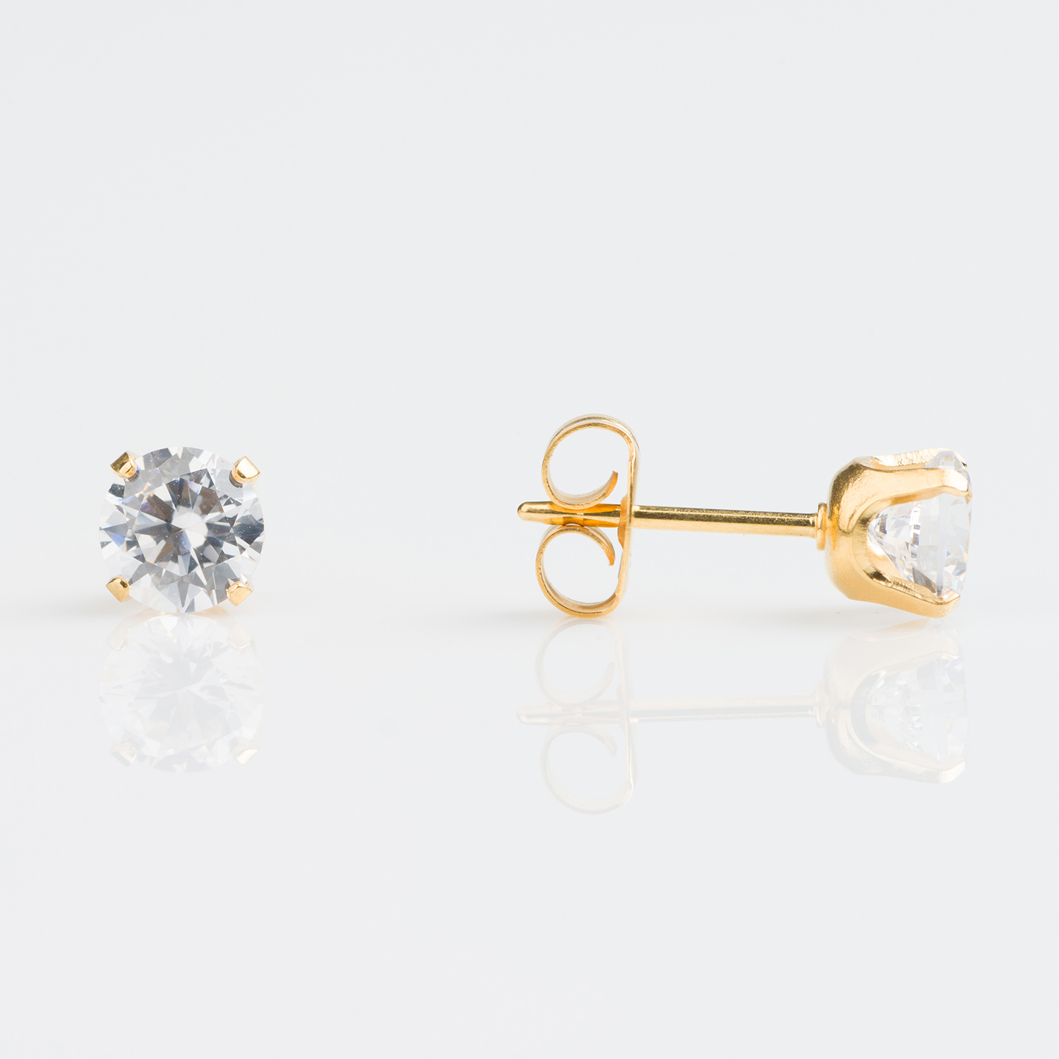 Sensitive™ Puff Pad Prong-Set Cubic Zirconia Fashion Studs – 5mm – Gold-Plated