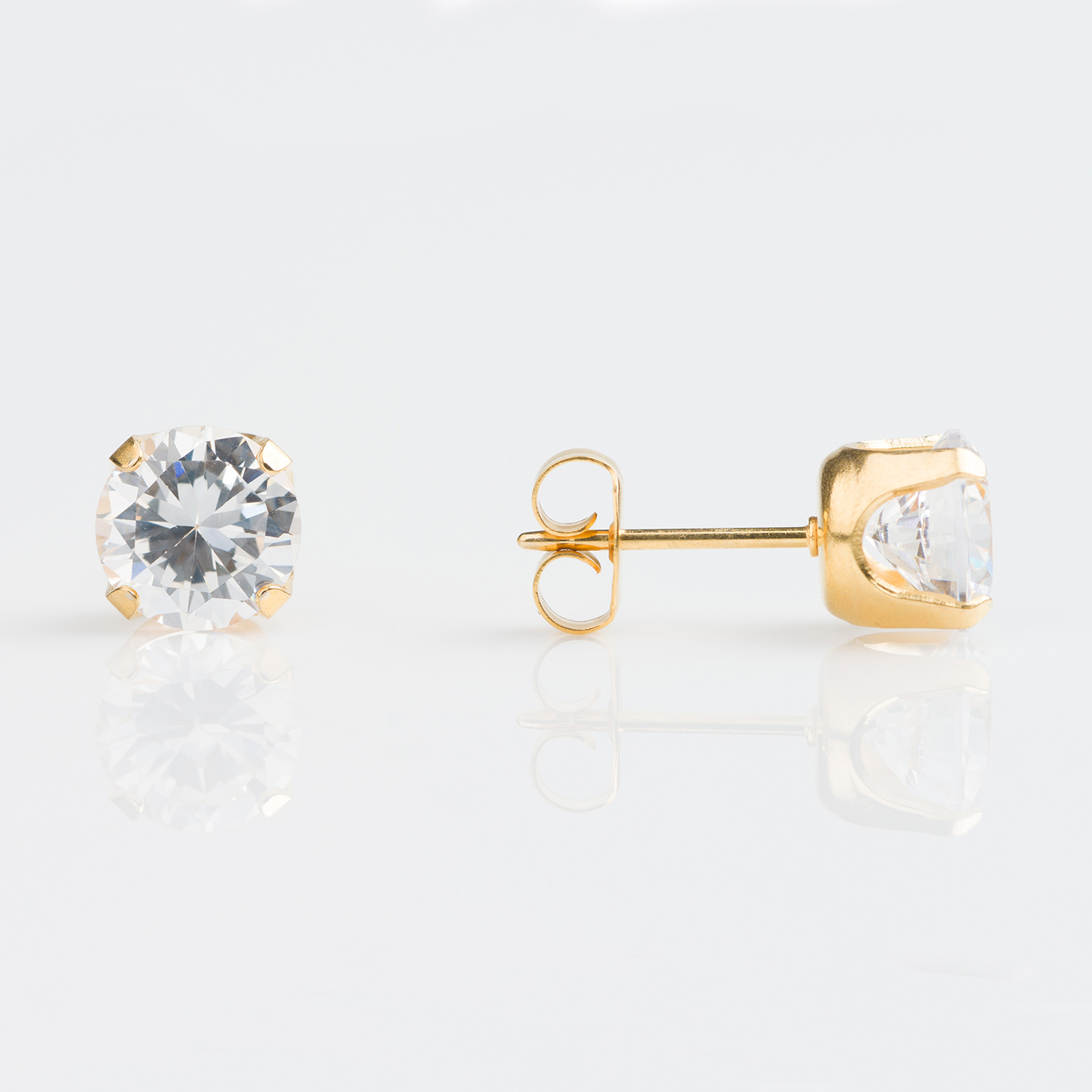 Sensitive™ Puff Pad Prong-Set Cubic Zirconia Fashion Studs – 7mm – Gold-Plated