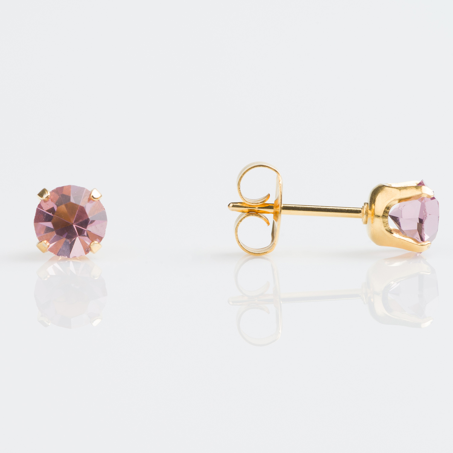 Sensitive™ Puff Pad Prong-Set Birthstone Fashion Studs – 5mm – June Alexandrite Crystal – Gold-Plated