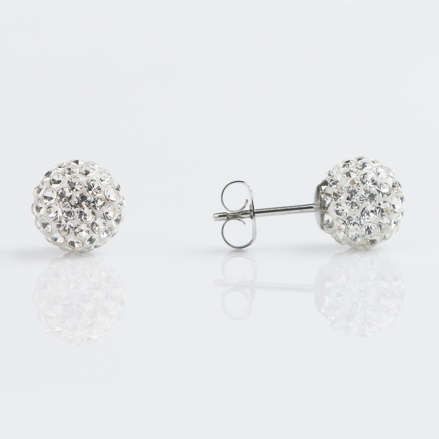 Sensitive™ Puff Pad Fashion Studs – Fireball – 8mm – April Crystal – Stainless Steel