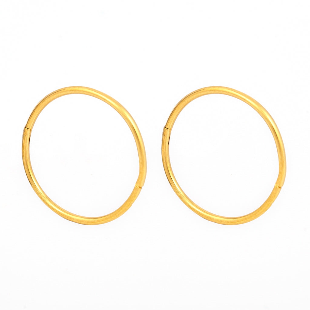 Sensitive™ Puff Pad Smooth Hinged Fashion Hoops – 3/4″ 18GA – Gold-Plated