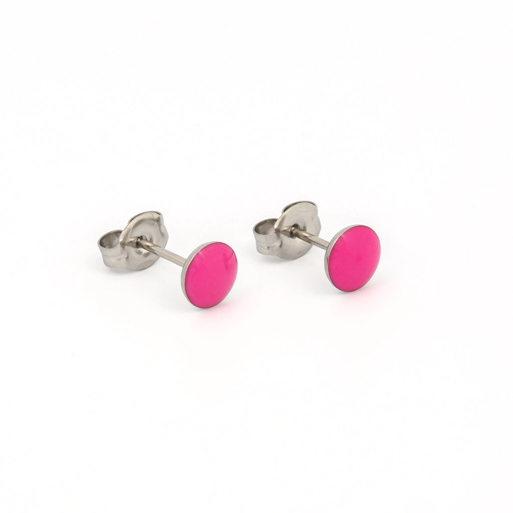 Sensitive™ Puff Pad Novelty Fashion Studs – Buttons – Neon Magenta – Stainless Steel