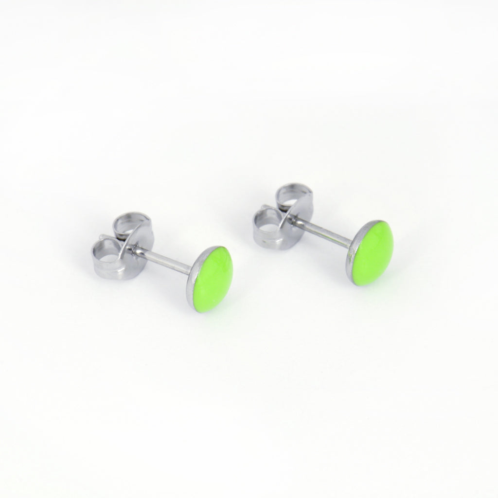 Sensitive™ Puff Pad Novelty Fashion Studs – Buttons – Neon Green – Stainless Steel