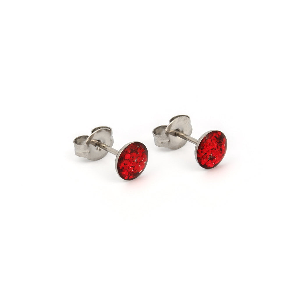 Sensitive™ Puff Pad Novelty Fashion Studs – Buttons – Neon Red – Stainless Steel